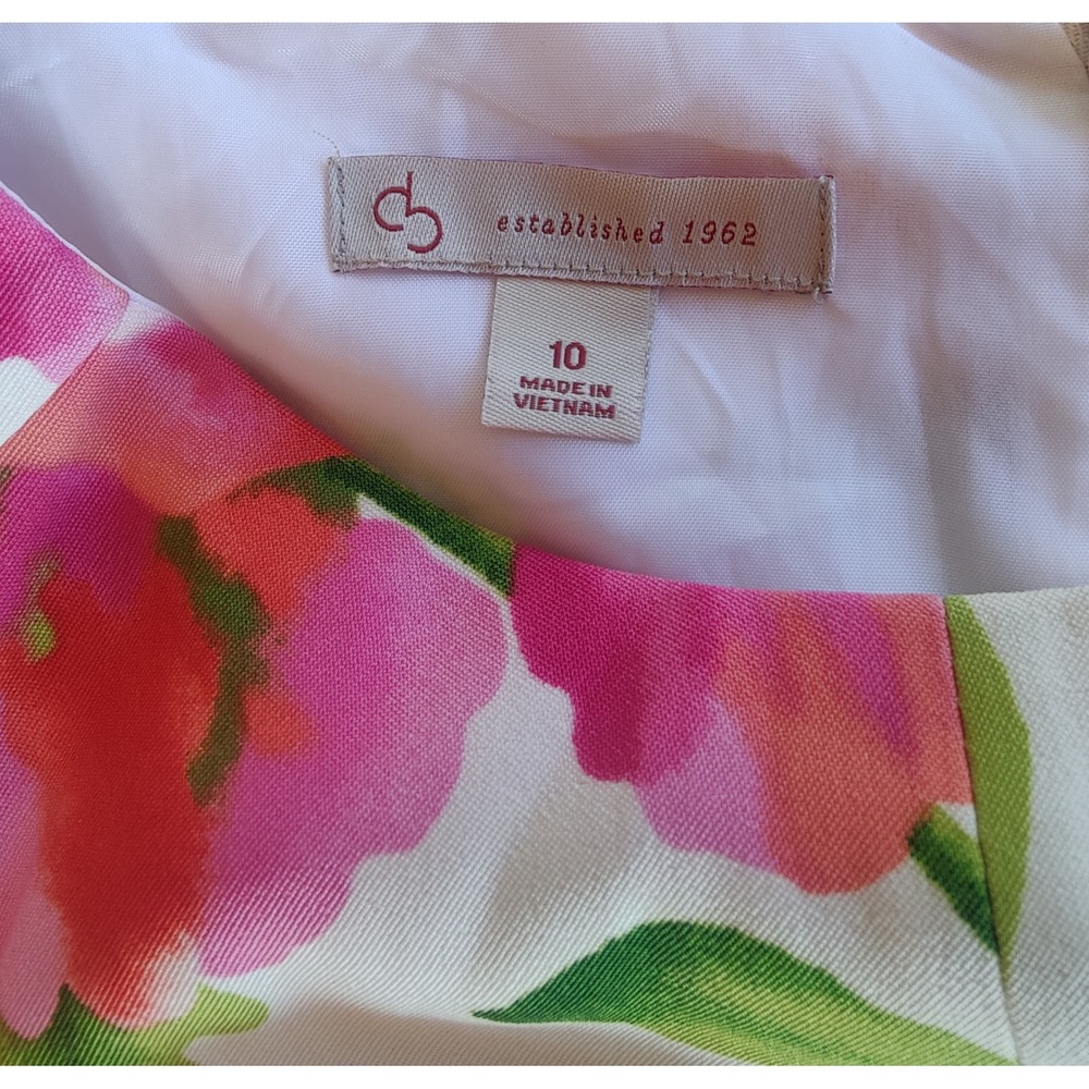 DB Established 1962 Floral Fit & Flare Dress Pink White Sleeveless Size 10 - Picture 6 of 7